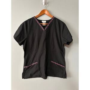 Womens Size M Scrub Star Breast Cancer Scrub Top